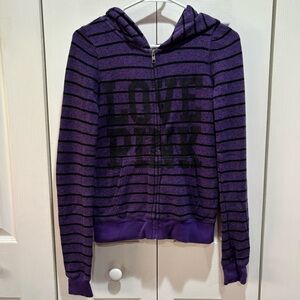VS PINK Women’s Vintage Love Pink Zip Up Hoodie Sweatshirt - purple, size XS